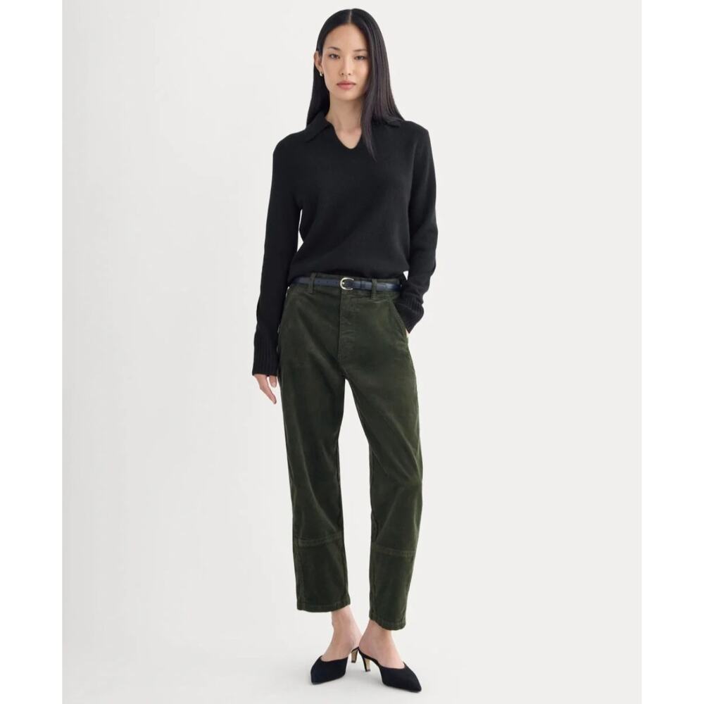 NEW Everlane The Utility Barrel Dark Forest Green Corduroy Pant 8